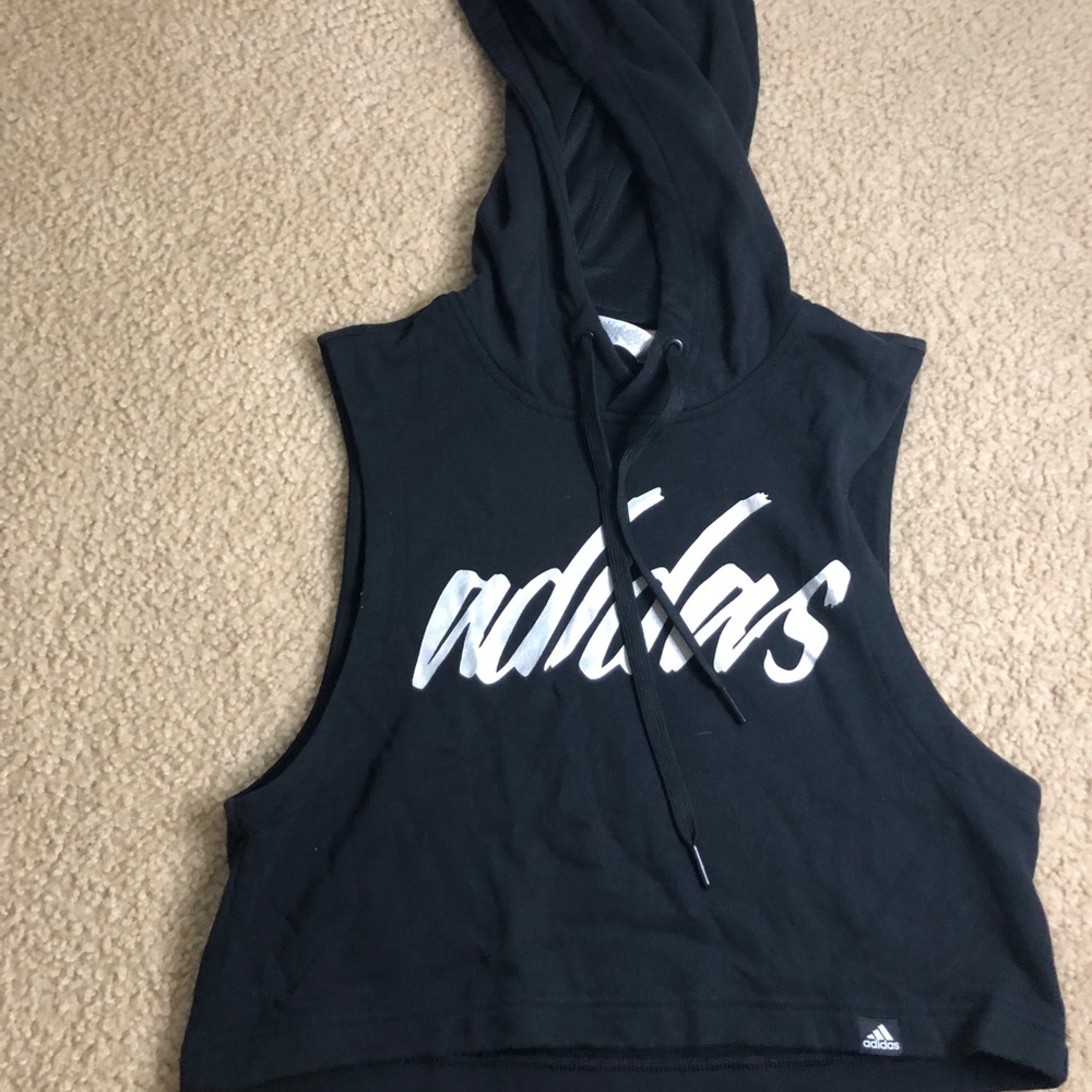 Adidas cropped sleeveless hoodie